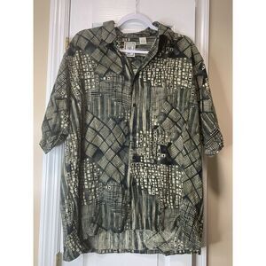 Vtg Men's Roundtree‎ And Yorke Button Up 100% Silk Sz L